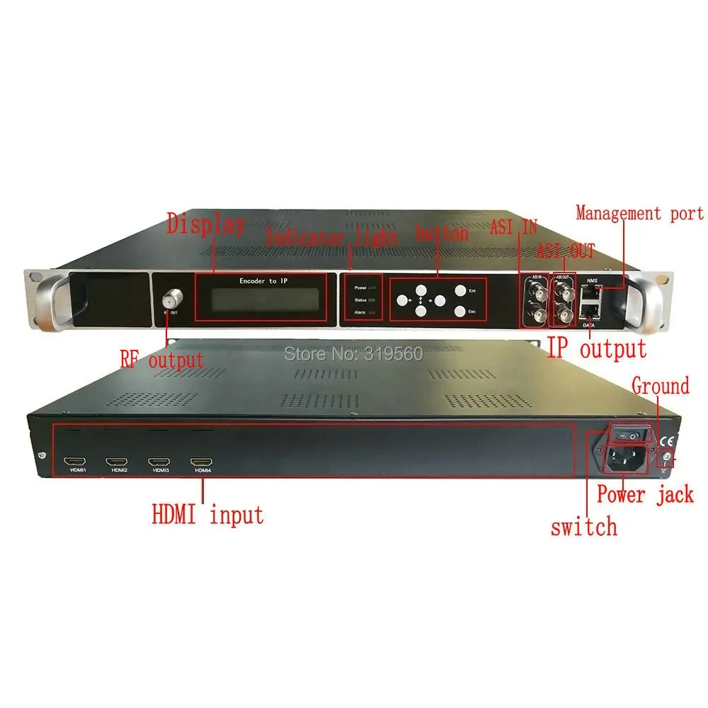 4 carriers 1080P 4 HDMI to DVB-T/DVB-C/ATSC/ISDB-T encoder modulator Digital TV Headend DVB-T RF Modulator DWDM-4782I-4/8