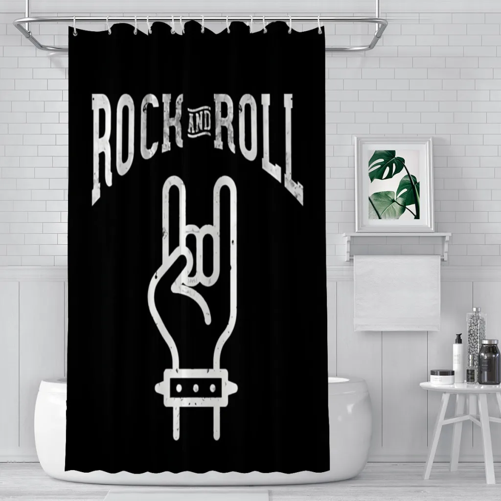 Rock N Roll Sign Of The Horns Bathroom Shower Curtains HEAVY METAL Waterproof Partition Curtain Designed Home Decor Accessories