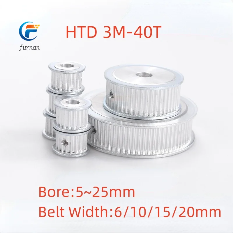 

AF Type 40Teeth HTD 3M Timing Pulley Bore 5mm to 25 mm for 6mm 10mm 15mm 20mm Width Belt Used In Linear Transmission Pulley 3GT