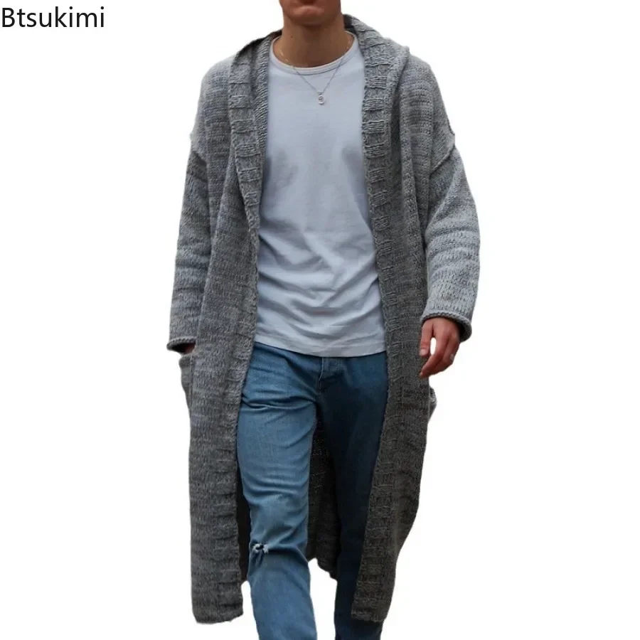 Cardigan à Manches sulfen Coton pour Homme, Pull Long Décontracté, Solide, Slim, Vêtements d'Extérieur, Sweat à Capuche Chaud, Nouvelle Collection Automne Hiver 2024