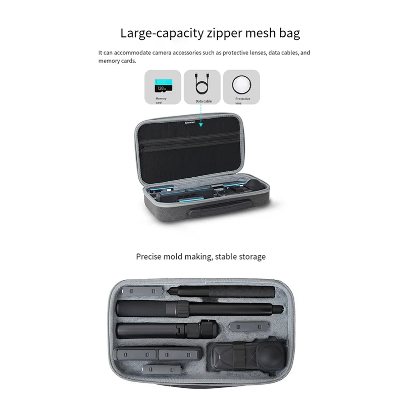 

Sunnylife For Insta360 X5 X4 Hard Shell Bag Portable Case With Handle Pocket Travel Case Fits Invisible Selfie Stick Batteries