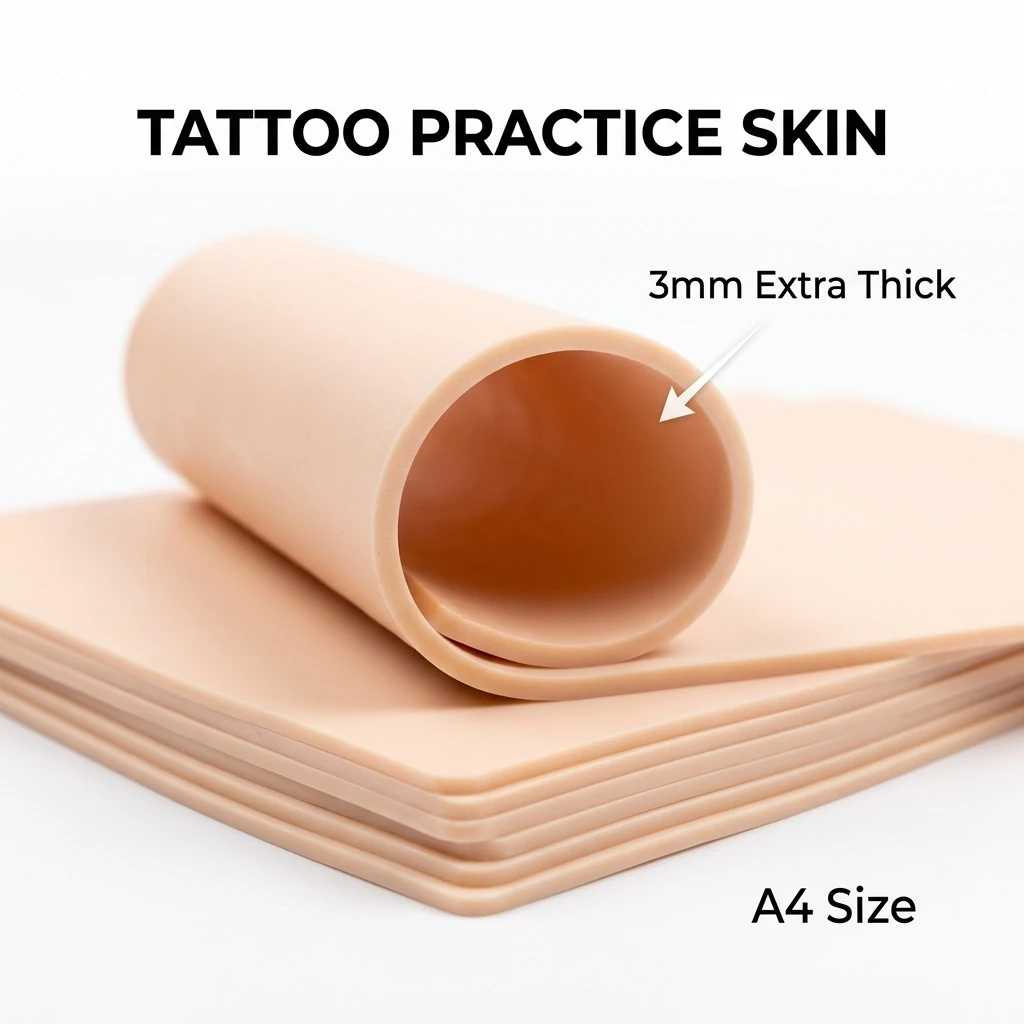 A4-Größe Tattoo-Übungshaut 3/1mm Doppelseitige Silikon Permanent Make-up Augenbrauen Synthetisches Leder Trainings-Kunstleder Zubehör – Detail 6