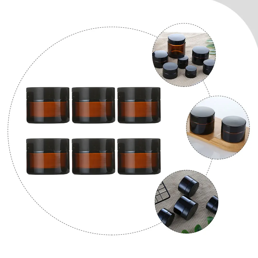 6 Sets Gesichtscreme-Flaschen aus Glas, leer, nachfüllbar, Reisebehälter, tragbare Unterverpackungsflaschen für die Aufbewahrung von Kosmetika