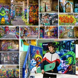 Urban Street Graffiti Wall Backdrop Retro Grunge Colorful City Alley Photography Background Punk Children Kids Adult Photo Booth