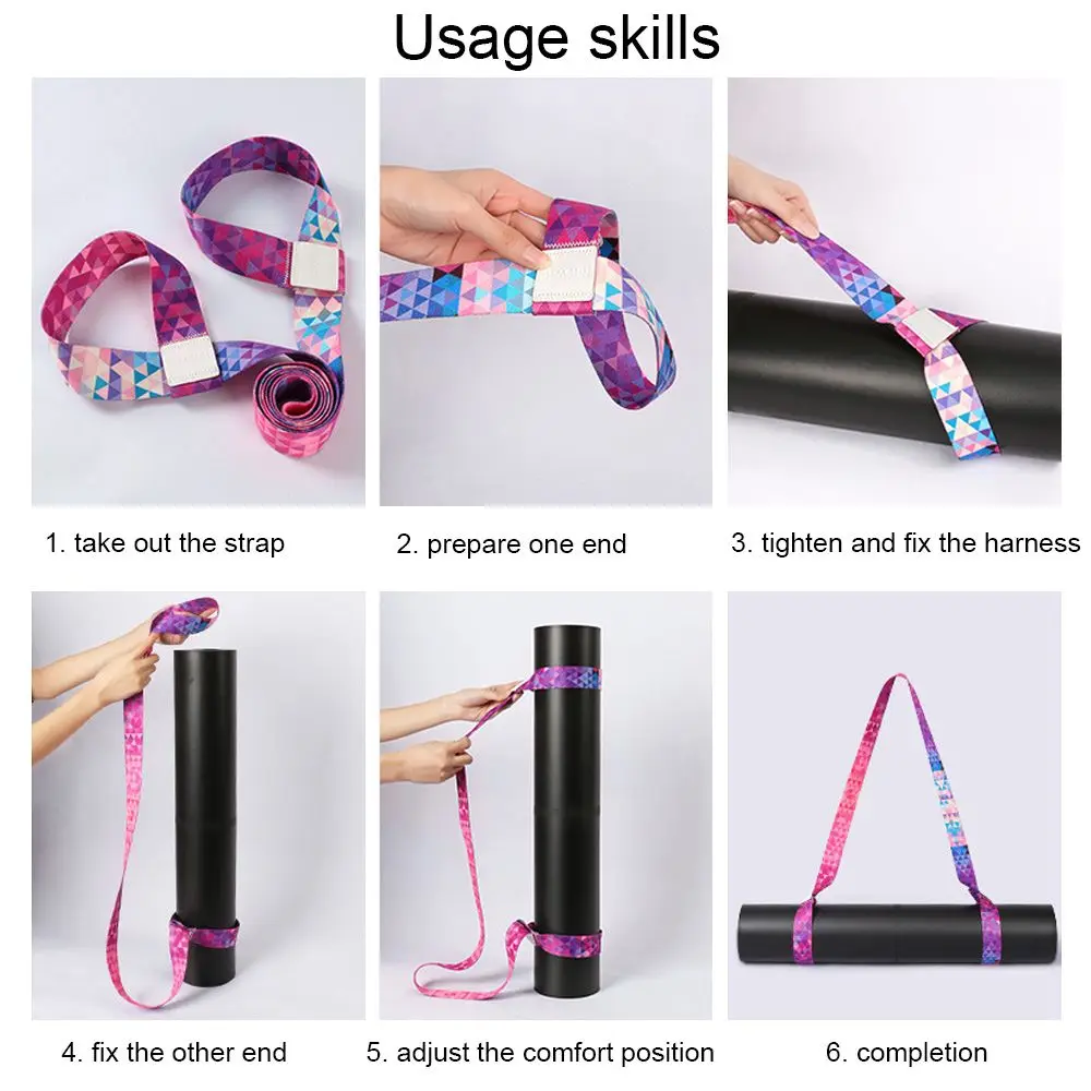 Nylon Colorful Straps Yoga Mat Strap Belt Adjustable Sports Sling Shoulder Carry Strap Belt Exercise Stretch Elastic Yoga Belt