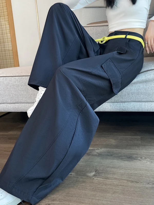 Authentic 2026 Autumn New Style Casual Knife  Work Pants Wide Leg Two-Way Wear Trousers High Waist Cotton Ladies Pants
