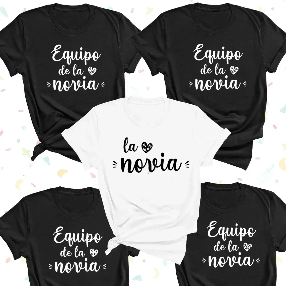 Wedding T-shirt Team Bride EVJF Bachelorette Party Clothes Hen Party De La Novia Latina T Shirt Women Spanish Boda Espanol