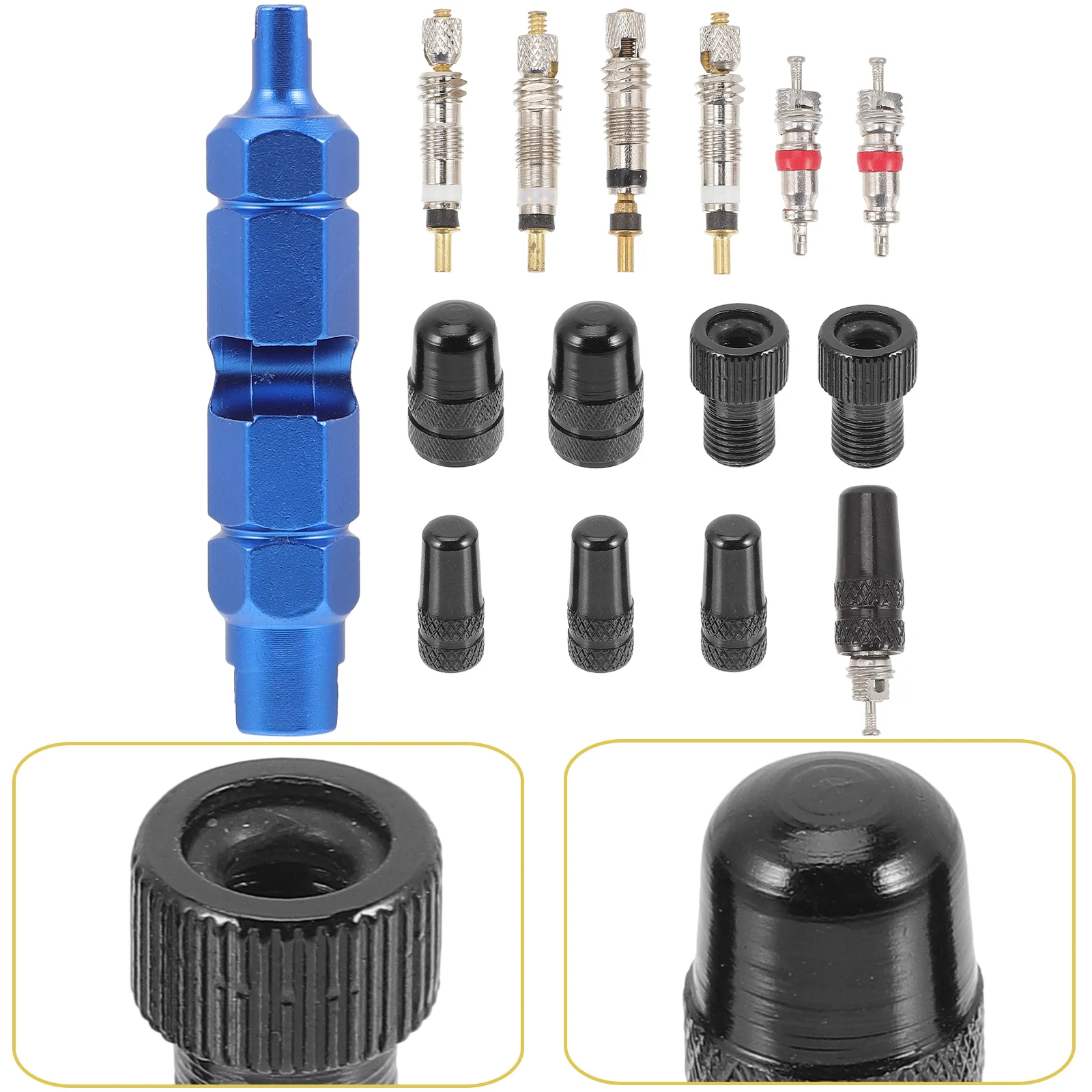 Valve Core Kit Bike Convert Joint Protective Cover Pump Accessories Valves Tool Caps Cycling Repairing Tools Car