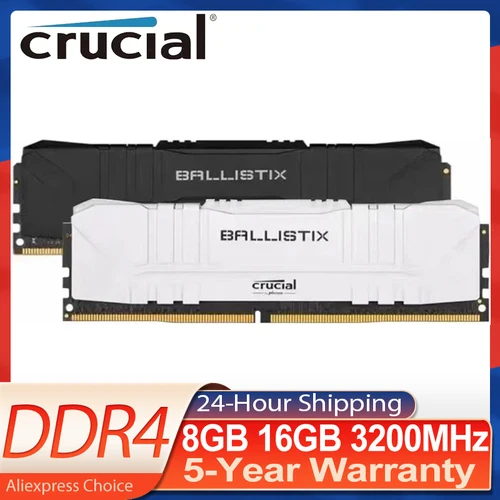 Imagen 1 del producto Crucial Ram escritorio DDR4 8GB 16GB 3200MHz 32GB(2x16GB) Ballistix Platinum Game XMP 2,0 compatible con DDR4 3200MHz para memoria de escritorio