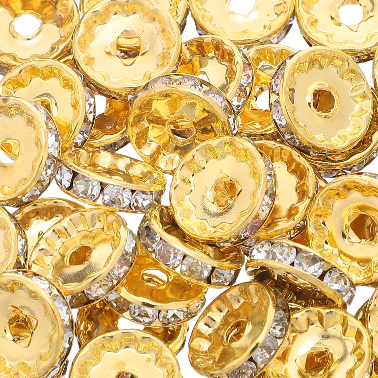 100 szt. Duże metalowe koraliki dystansowe z kryształkami, koraliki rondelle do wyrobu biżuterii, bransoletek i rękodzieła z długopisów.