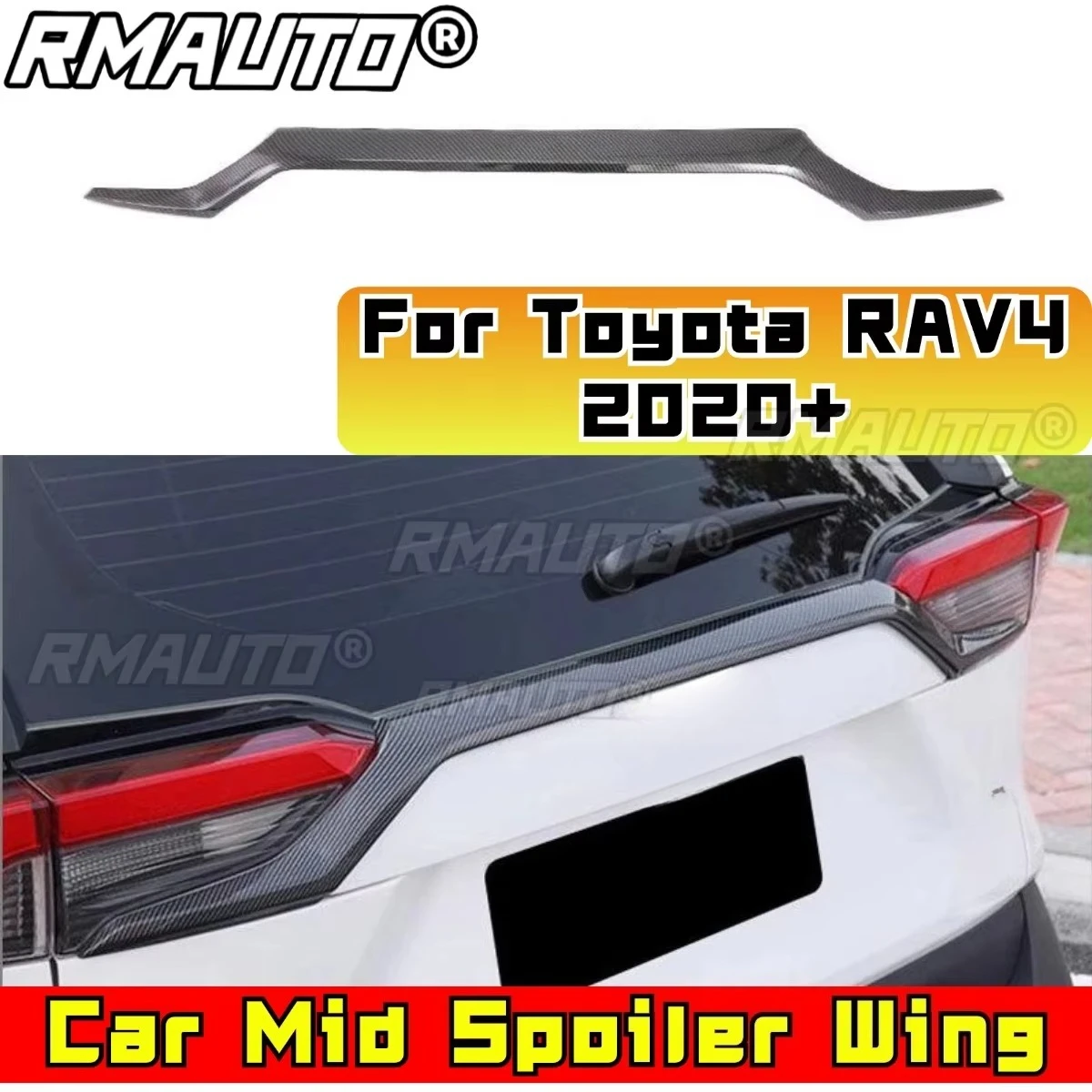 

Car Rear Mid Spoiler Wing Long Strip Decoration Modification Part for Toyota RAV4 2020+ Rear Mid Spoiler Wing Car Accessories