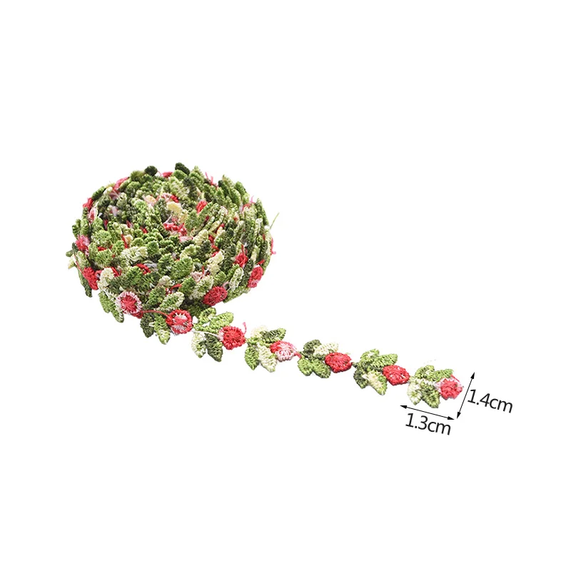 2 Yard Elegant Mini Cherry Flower Lace Trim Soft Wedding Embroidered Lace Sewing Accessories DIY Patchwork Polysetser Trimmings