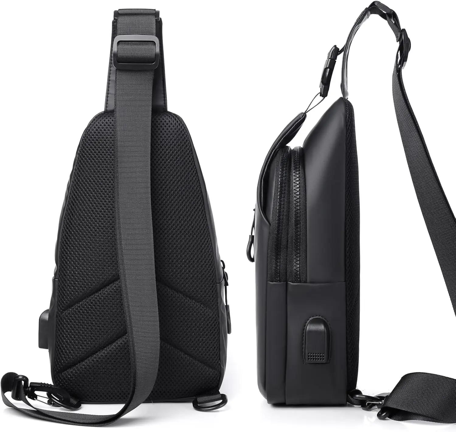 Man Casual Sling Chest Bag USB Charging Port Anti Theft Travel Multifunctional Waterproof Hiking Cycling Shoulder Crossbody Bag