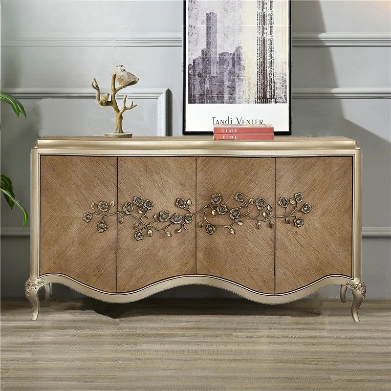 American French light luxury solid wood entrance foyer cabinet neoclassical model room dining side cabinet decorative cabinet