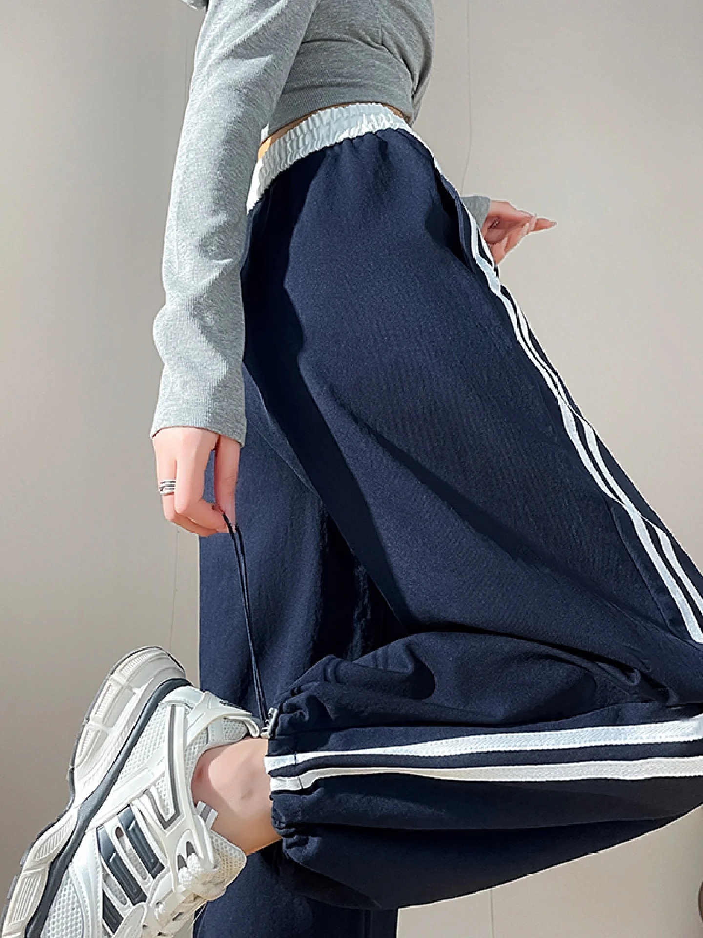 

Женские брюки карго для высоких женщин, с высокой талией, широкими штанинами, повседневные спортивные, свободного кроя, с цветными полосками, весна-осень