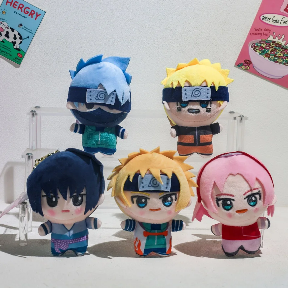 

Anime Naruto Peripheral Plush Keychain toys Doll Creative Cute Sasuke Kakashi Bag Charm Plush Doll Soft Cartoon Toys Kids Gift