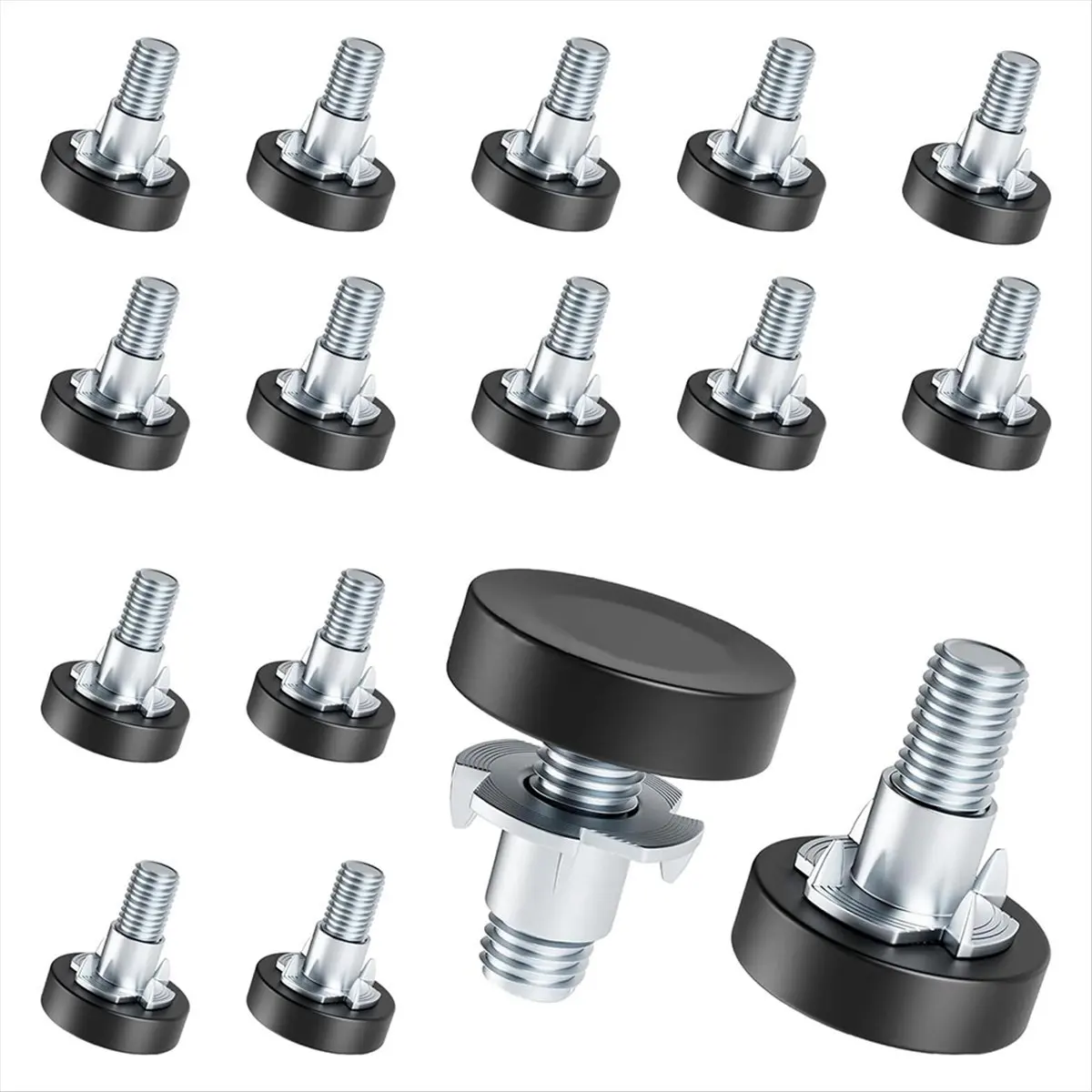 AT13 1/4 Inch Thread Leveling Feet, 16 PCS Furniture Levelers with -Nuts, Adjustable Furniture Feet Threaded Screw in