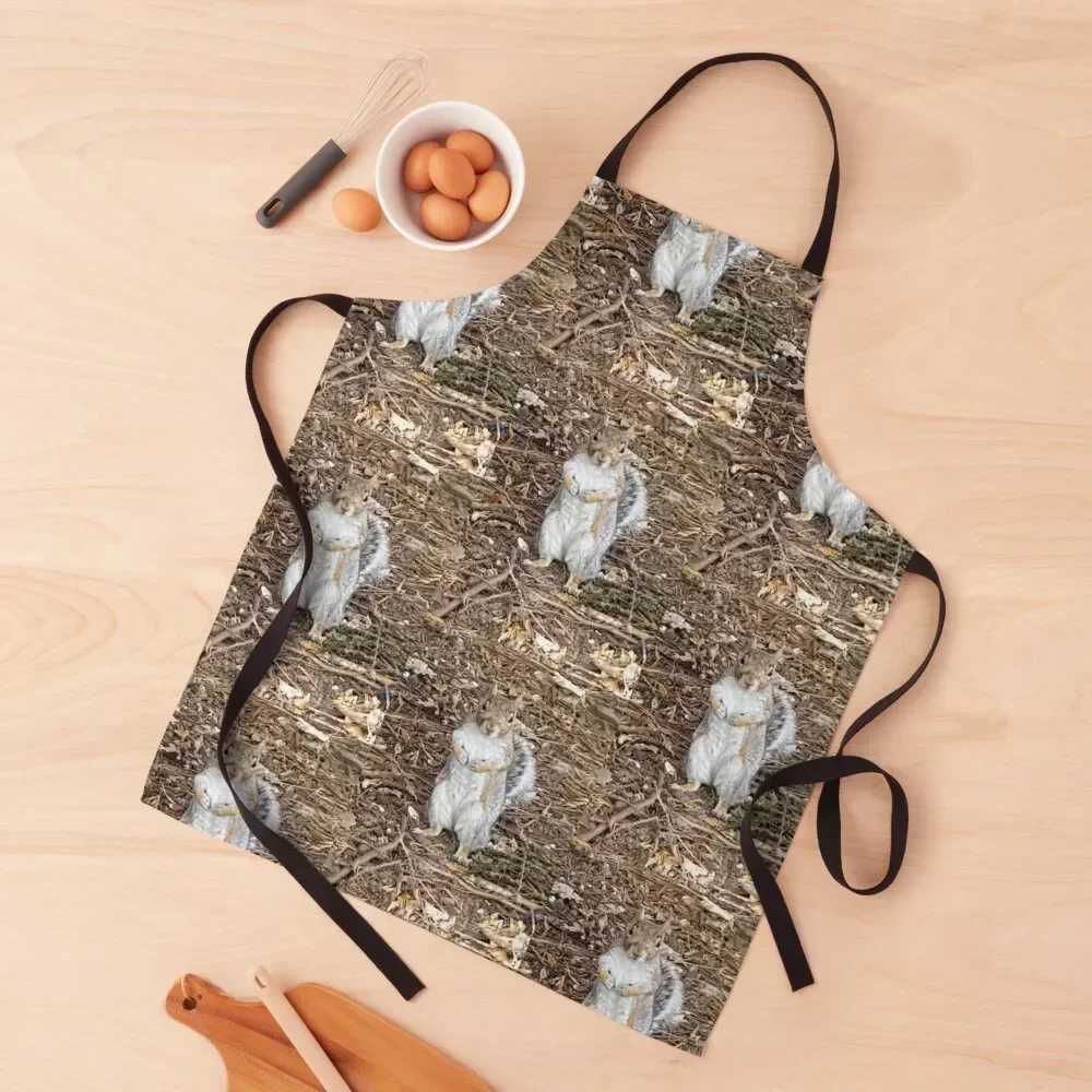 Cute Gray Squirrel Apron chef for man Hairdresser Kitchen Tools Accessories Apron