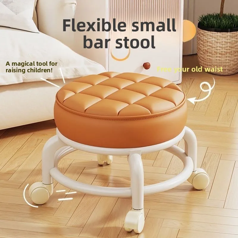 

Popular universal wheel small stool household acrylic pulley low stool living room with baby artifact
