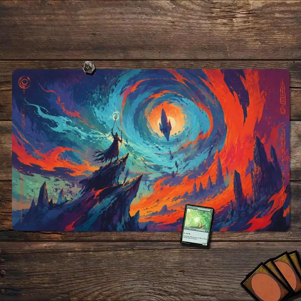 Fantasy Cosmic Vortex Mage Frog Sorcerer Shadow Beast TCG Playmat 35X60CM MTG Duel Mat Non-Slip Durable Stitched Edge Table Pad