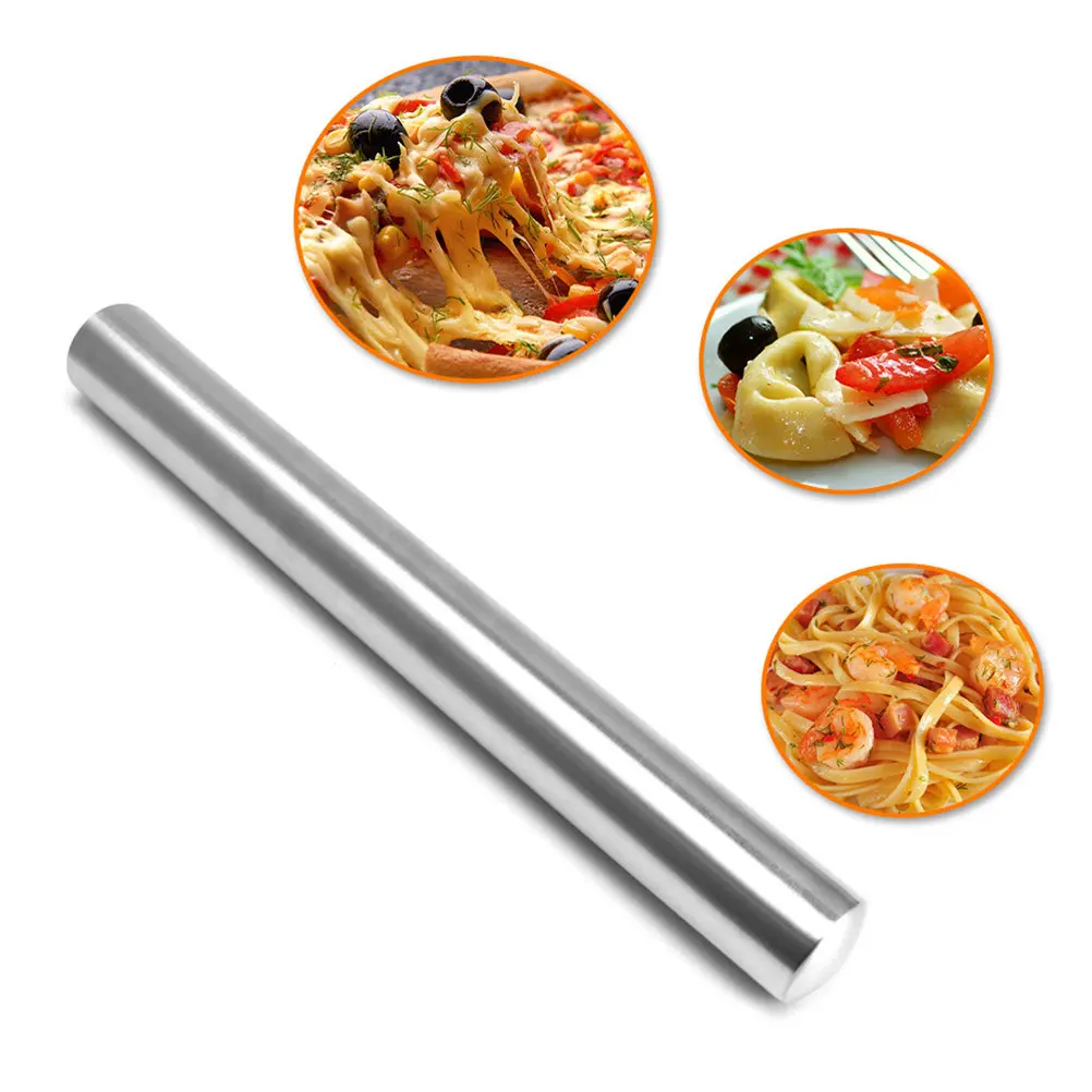 

Stainless Steel Rolling Pin 34.5x4cm Non-Stick Metal Baking Dough Roller for Pastry Cookie Fondant Pizza Rolling Pin