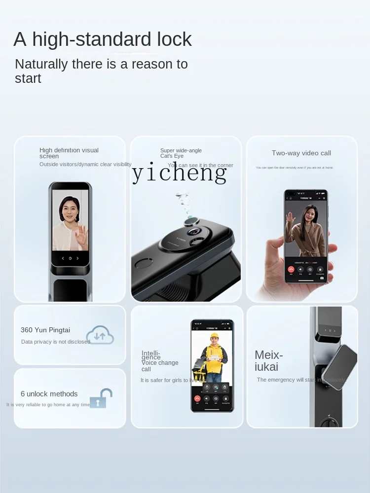 Zk Passwort Finger abdruck Schloss Haushalt Anti-Diebstahl-Tür Guckloch Viewer Smart Lock Großbild-Fernbedienung