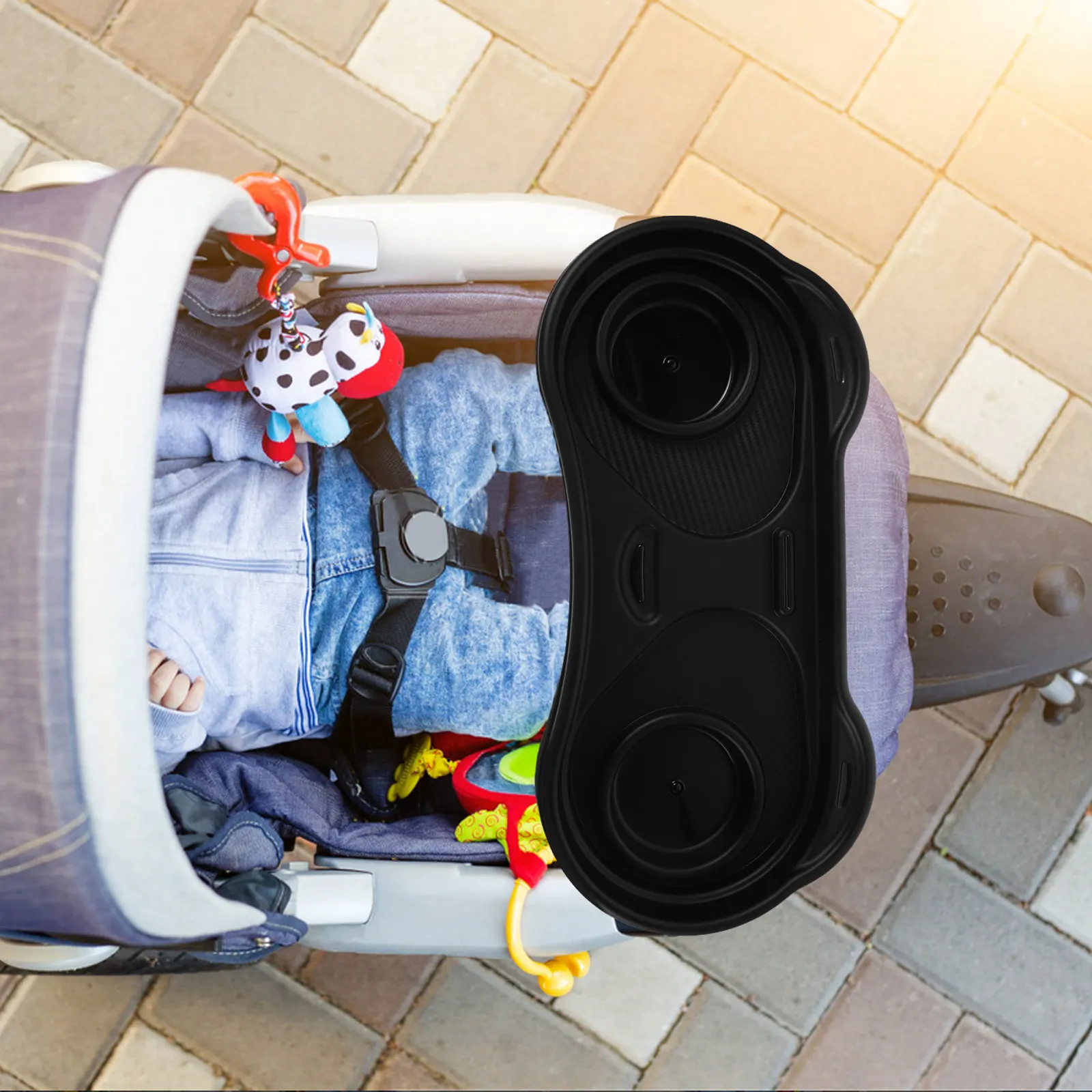 

Stroller Snack Tray Universal Detachable Baby Food Holder Cup Slot For Toddler Walker Accessories Storage Plate