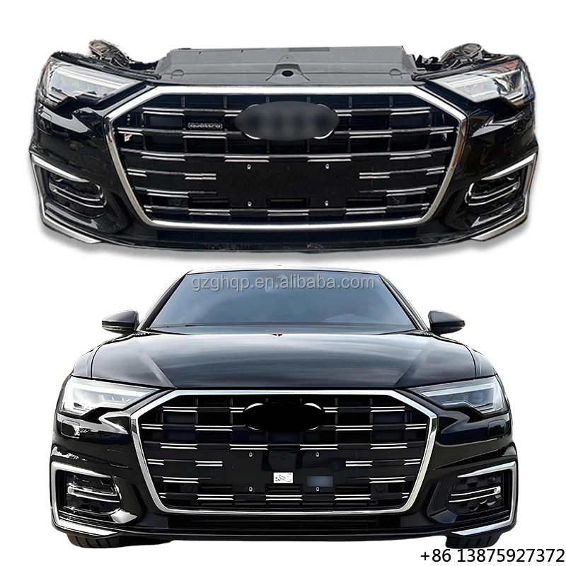 

Передний бампер в сборе с решеткой и фарами для Audi A6L C8 (модели 2024 года)