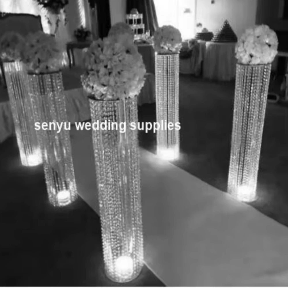 

10pcs 120cm tall Wedding Hall Stage Led Light Road Lead flower stand for Wedding Decoration