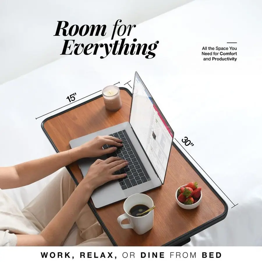 Adjustable Overbed Bedside Table with Wheels Bed Desk Over Bed with Wheels Hospital Table for Hospital and Home Use