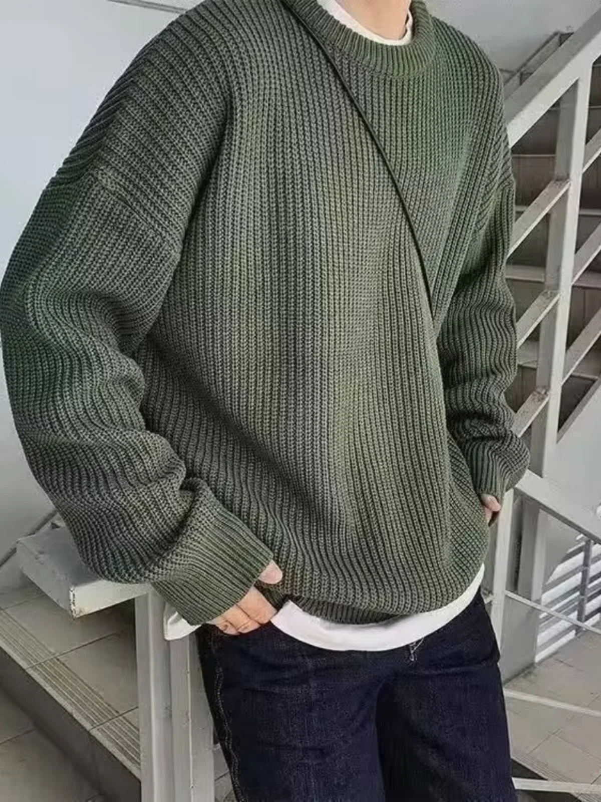 

Versatile Loose Knitted Sweater Pure Color Multi-Color Yarn Lazy Soft Trendy Harajuku BF Couple Student Casual Wear Base Laye...