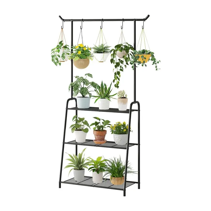 

Plant Stand Indoor Outdoor,Metal Plant Stands for Multiple Plants,3 Tier Tall Hanging Plant Shelf,Large Heavy Duty Flower Holde