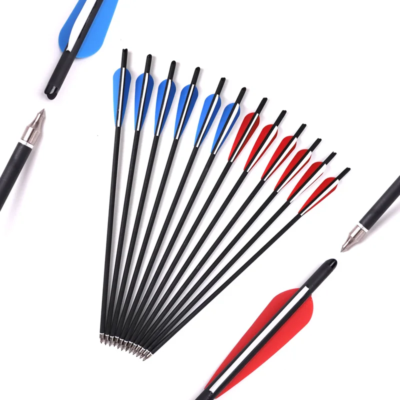 6/12/24PCS 16/20inch Mixed Carbon Arrows With 4