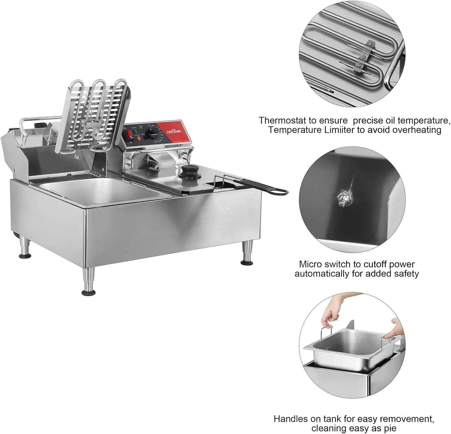 ETL Listed Dual Tank 26Lbs Electric Deep Fryer with Solid Basket,Removable Oil Container and Height Adjustable Legs for Restaura