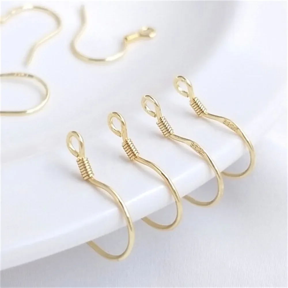 Full Body Pure Silver S925 Ear Hook 14K Bag Genuine Gold Ear Hook Basic Accessories DIY Handmade Earrings Materials E290