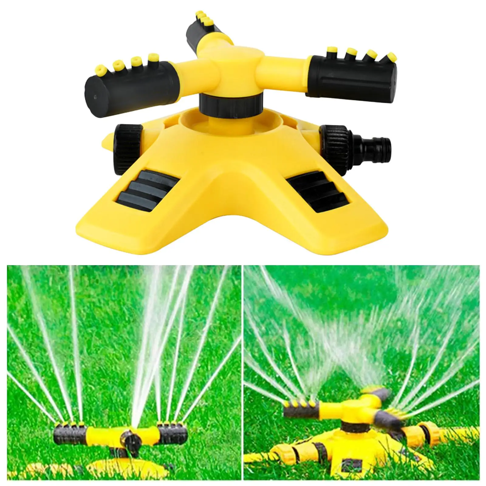 Garden Sprinkler, Automatic Lawn Sprinkler 360 Degree Rotating 3 Arms Adjustable Water Sprinklers for Garden Yard Plants