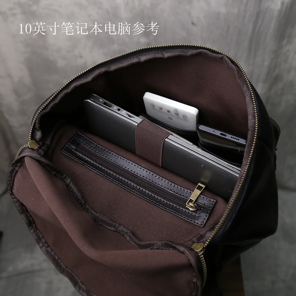 Handmade Retro Leather Shoulder Bag With Layered Cowhide Portable Casual Travel Bag Large Capacity Trendy Bucket Bag Backpack