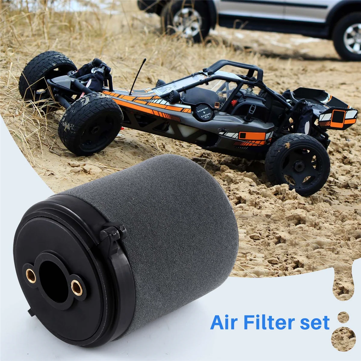 Air Filter Set Fit for 1/5 KM ROVAN Baja 5B 5T 5SC for 23Cc 26Cc 29Cc 30.5Cc 32Cc 36Cc Engine for Rovan Motor