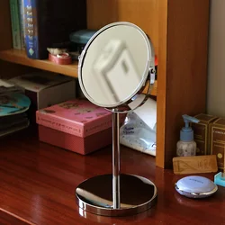 Magnifying Makeup Mirror Round Stand for Tabletop, Bedroom Vanity Desk 1X and 2X Magnification, 360 Swivel Round Mirror