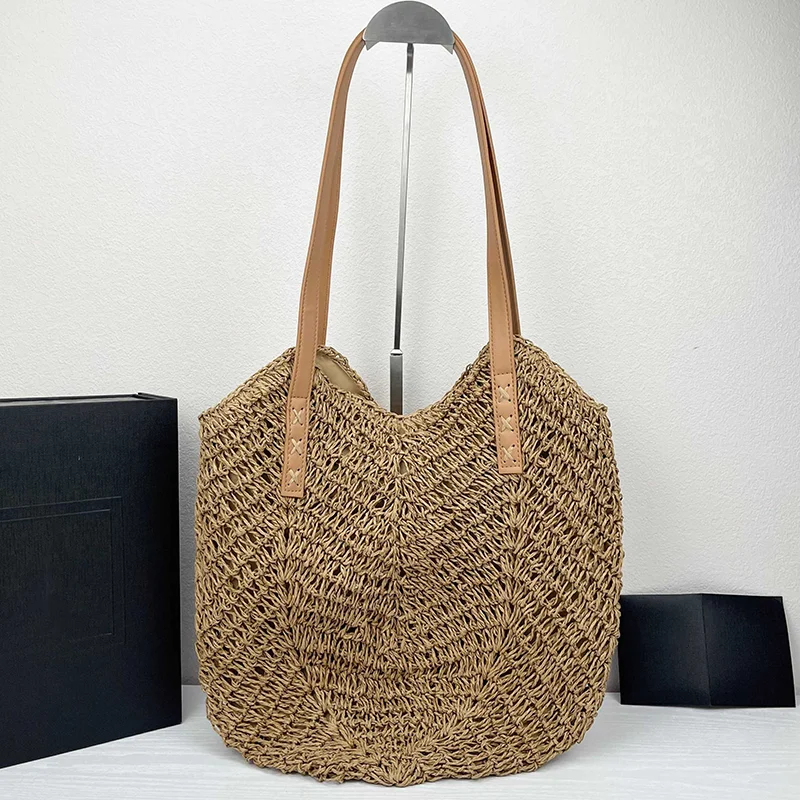 

2025 Summer Handmade Straw Beach Bag Large Capacity Casual Shoulder Bag Women's Travel Shopping Tote Bag Classic Handbag