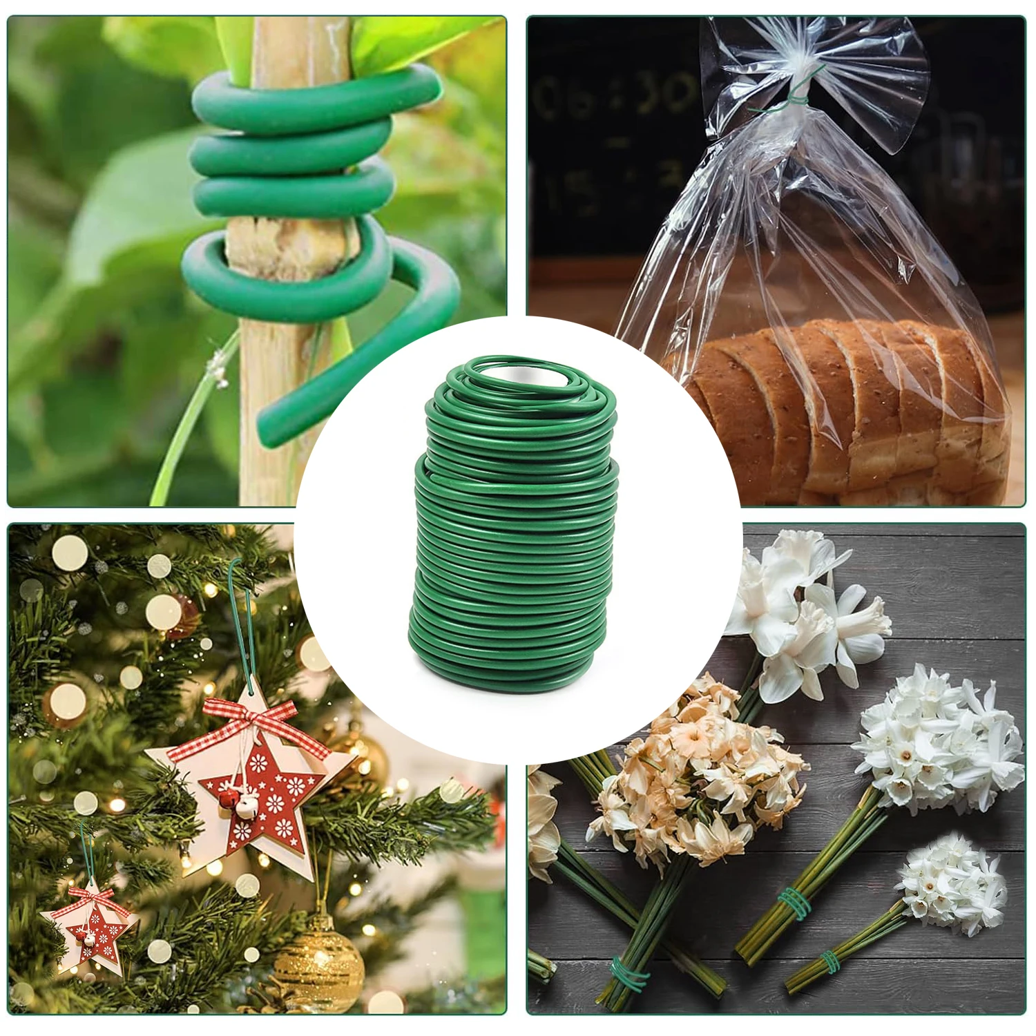 حبل ربط نباتات الحديقة 5/8/10 متر خط دعم حديقة مرن أخضر حبل سلكي مطلي قابل لإعادة الاستخدام مناسب لتثبيت نباتات التسلق