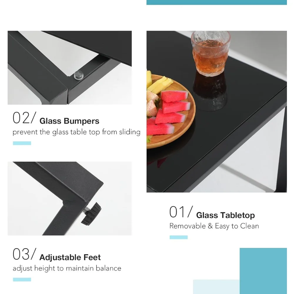 4 Piece Patio Furniture Set, Outdoor Wicker Bistro Set, All-Weather Black PE Rattan Conversation Set w/Coffee Table, L