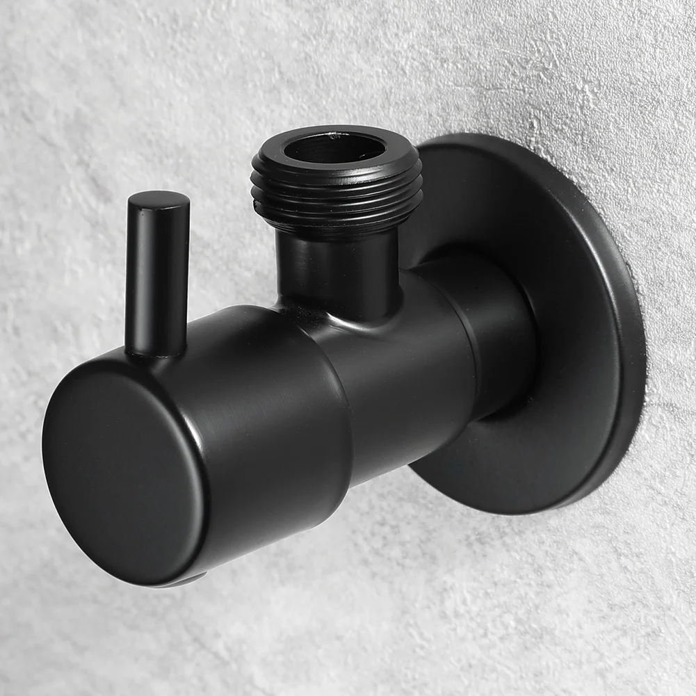 Black Angle Valve 304 Stainless Steel Water Stop Valve Leak-Proof Water Cold and Hot General Bathroom Accessories