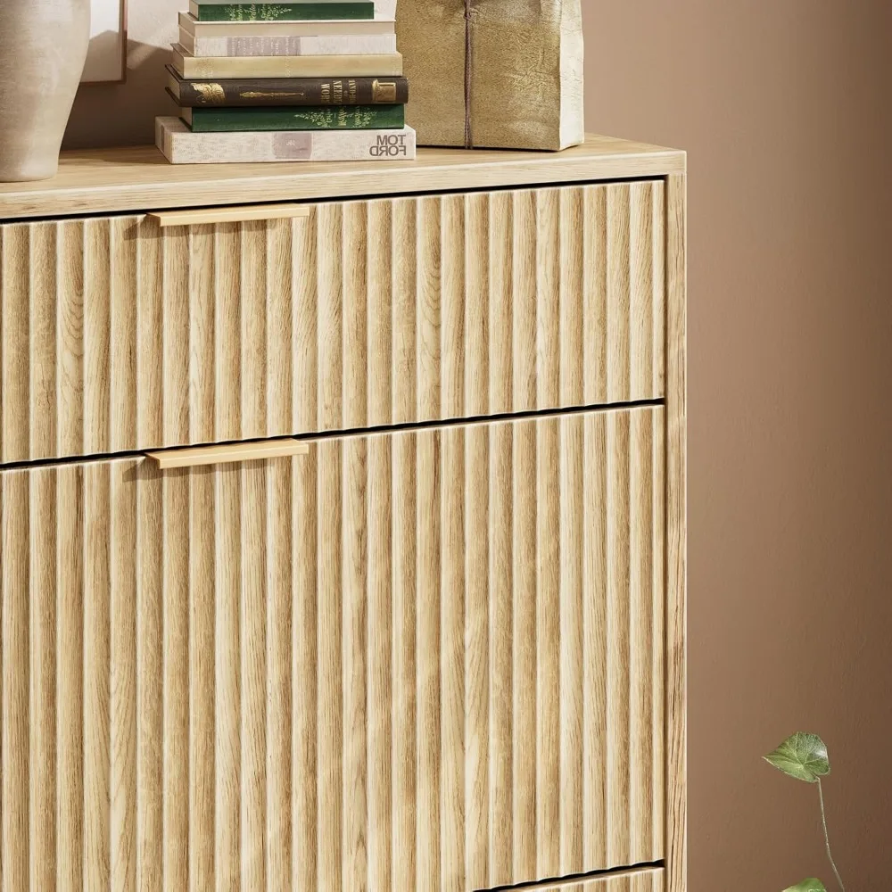 خزانة أحذية من خشب البلوط للمدخل مع درجين قابلين للطي، وخزانة أحذية بتصميم نحيف للمساحات الضيقة #6