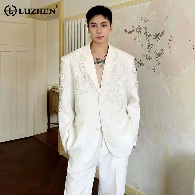 LUZHEN الفاخرة المطرزة السترات تصميم دعوى الربيع ضوء شخصية أنيقة العصرية الكورية الرجال الملابس الحلل معاطف LZ9169