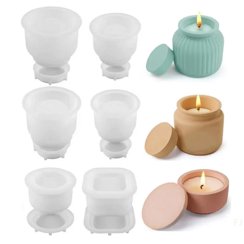 

[YU]1set DIY Candle Jar Silicone Mold With Lid - Aroma Wax Jar Making Mold For Resin, Concrete, Gypsum - Mold For Home Crafts
