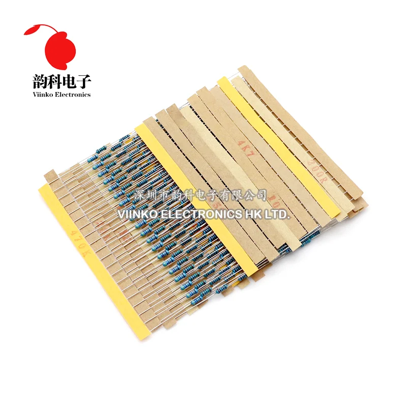 600pcs/set 300pcs/set 30 Kinds 1/4W Resistance 1% Metal Film Resistor Pack Assorted Kit 1K 10K 100K 220 ohm 1M Resistors