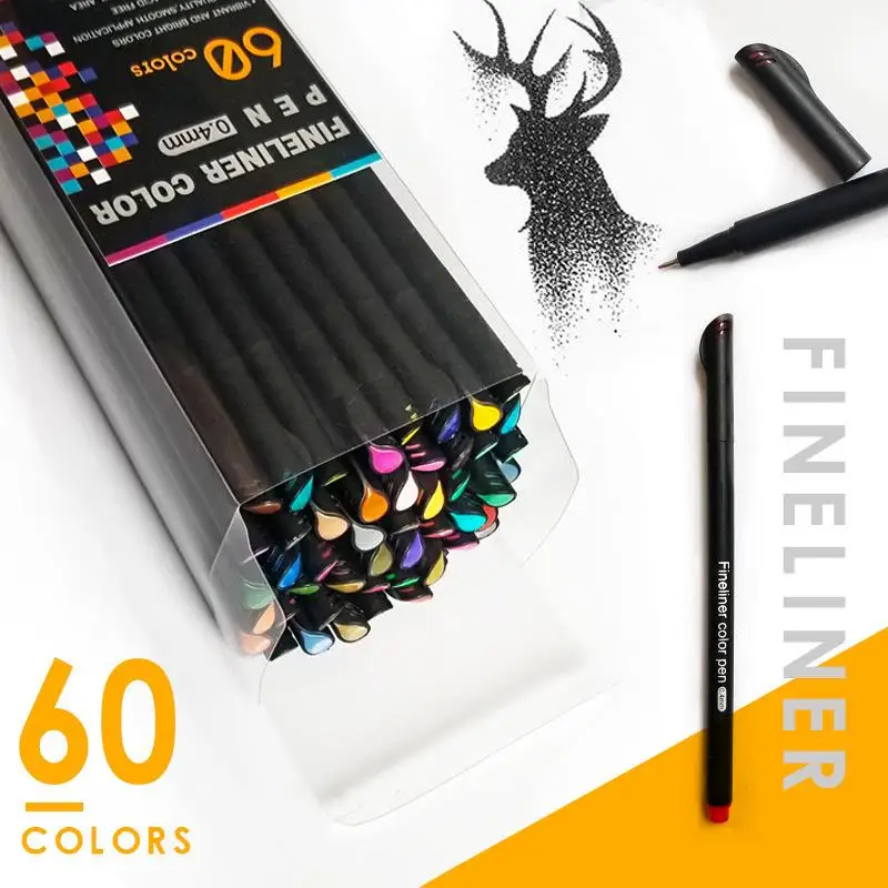 ปากกาสีหัวปากกามาร์กเกอร์หัวเล็กปากกาเขียนละเอียดปากกาสำหรับเขียนบันทึกศิลปะสำนักงาน