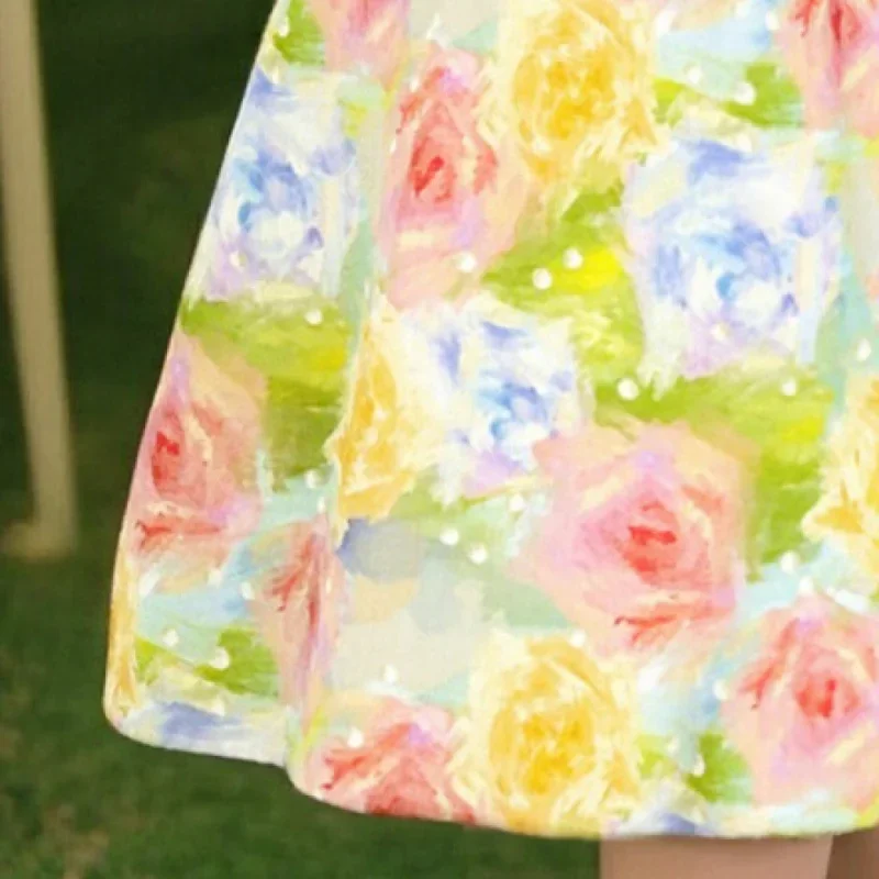 2025 Girls Long Sleeve Floral Dress Fresh and Sweet Kids Princess Dress Colorful Flower Patchwork Stylish Dress