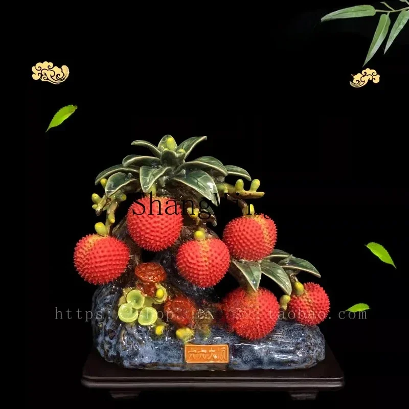 SM exquisite premium doll ceramic lychee ornament creative home living room office tea room housewarming opening daily gifts